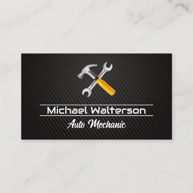 Hammer Wrench Logo | Carbon Fibre Business Card (Front)