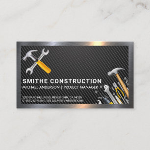  Hammer Wrench Logo   Metal   Carbon Fibre Business Card