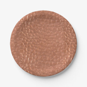 Hammered copper-look design paper plate