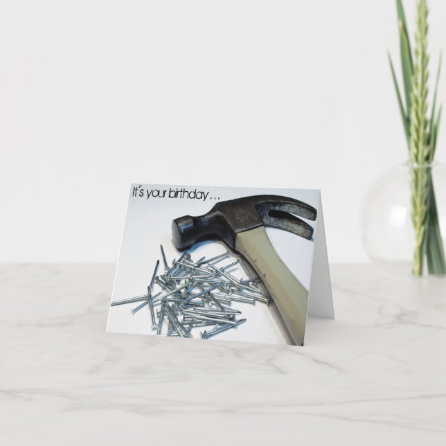 Hammered & Nailed birthday notecard (Front)