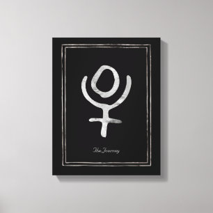 Hammered silver stylised Pluto planet symbol  Canvas Print