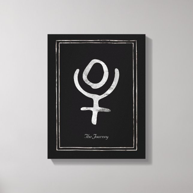 Hammered silver stylised Pluto planet symbol  Canvas Print (Front)
