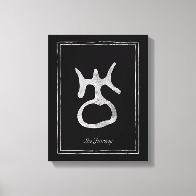 Hammered silver stylised Uranus planet symbol  Canvas Print (Front)