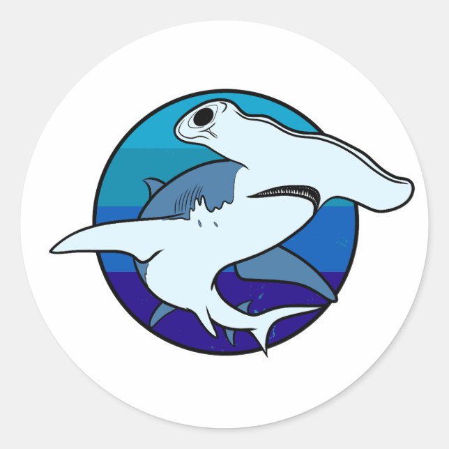 hammerhead fish classic round sticker (Front)