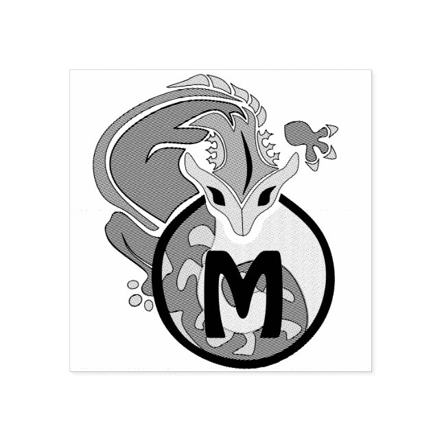 Hammerhead Salamander Monogram Rubber Stamp (Imprint)