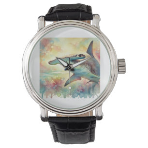 Hammerhead Shark 130724AREF126 - Watercolor Watch