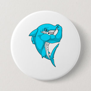 Hammerhead shark as Bodybuilder at Bodybuilding 7.5 Cm Round Badge