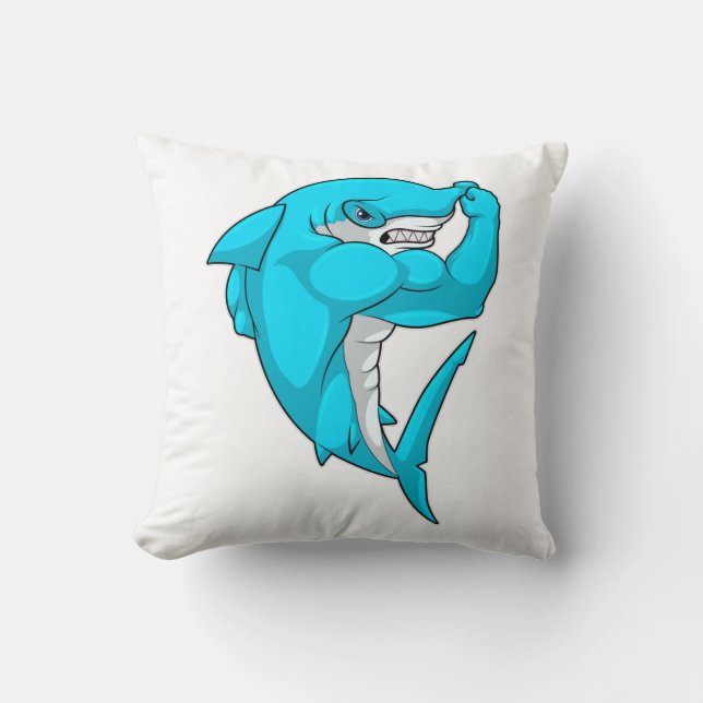 Hammerhead shark as Bodybuilder at Bodybuilding Cushion (Front)