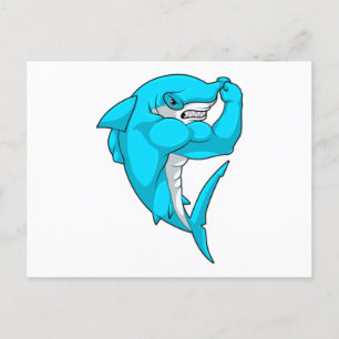 Hammerhead shark as Bodybuilder at Bodybuilding Postcard