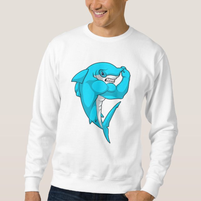 Hammerhead shark as Bodybuilder at Bodybuilding Sweatshirt (Front)