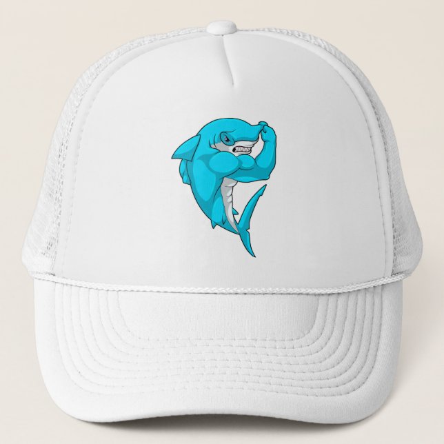 Hammerhead shark as Bodybuilder at Bodybuilding Trucker Hat (Front)
