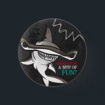 Hammerhead Shark Birthday Party  3 Cm Round Badge<br><div class="desc">Add a "bite" of fun to your party these cool (yet scary!) hammerhead shark buttons. The black, gray and teal coloring gives the print a fun and fresh underwater feel. But beware of that pop of red added in for extra scare! Matching items can be found in our 'A Bite...</div>