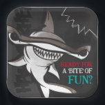 Hammerhead Shark Birthday Party  Paper Plate<br><div class="desc">Add a "bite" of fun to your party these cool (yet scary!) hammerhead shark print paper plates. The black, gray and teal coloring gives the print a fun and fresh underwater feel. But beware of that pop of red added in for extra scare! Matching items can be found in our...</div>