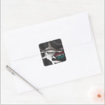 Hammerhead Shark Birthday Party  Square Sticker<br><div class="desc">Add a "bite" of fun to your party these cool (yet scary!) hammerhead shark stickers. The black, gray and teal coloring gives the print a fun and fresh underwater feel. But beware of that pop of red added in for extra scare! Matching items can be found in our 'A Bite...</div>