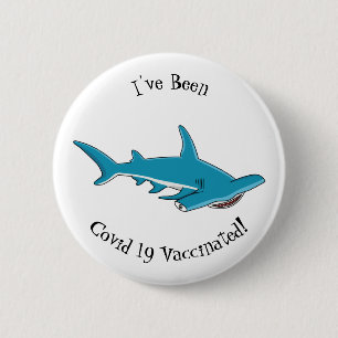 Hammerhead shark cartoon illustration  6 cm round badge