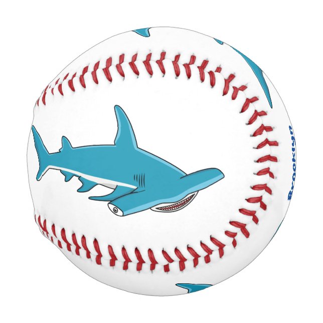 Hammerhead shark cartoon illustration baseball (Front Right)