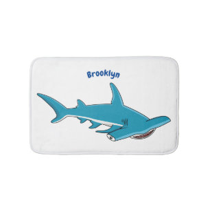 Hammerhead shark cartoon illustration  bath mat