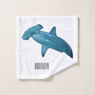 Hammerhead shark cartoon illustration bath towel set