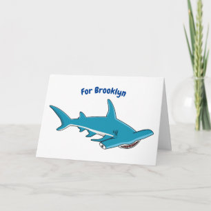 Hammerhead shark cartoon illustration card