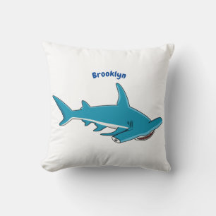 Hammerhead shark cartoon illustration cushion