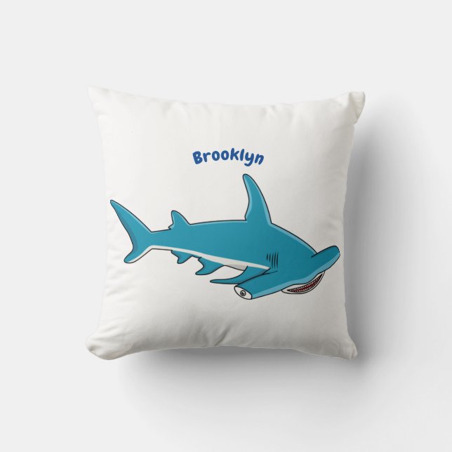Hammerhead shark cartoon illustration  cushion (Front)