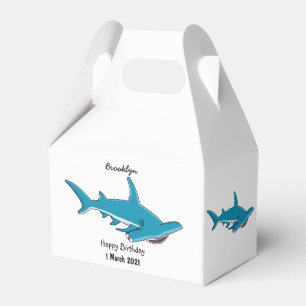 Hammerhead shark cartoon illustration favour box