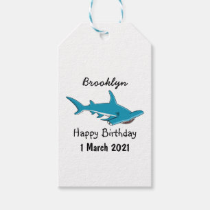 Hammerhead shark cartoon illustration gift tags
