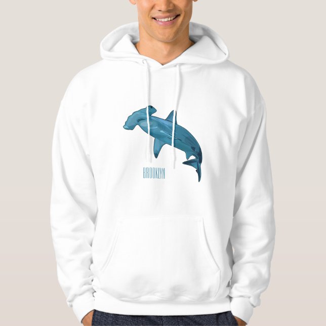 Hammerhead shark cartoon illustration hoodie (Front)