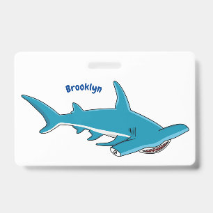 Hammerhead shark cartoon illustration  ID badge