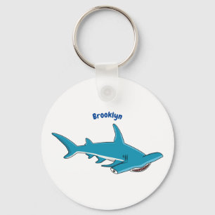 Hammerhead shark cartoon illustration  key ring