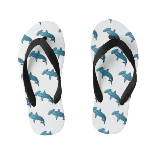 Hammerhead shark cartoon illustration kid's jandals
