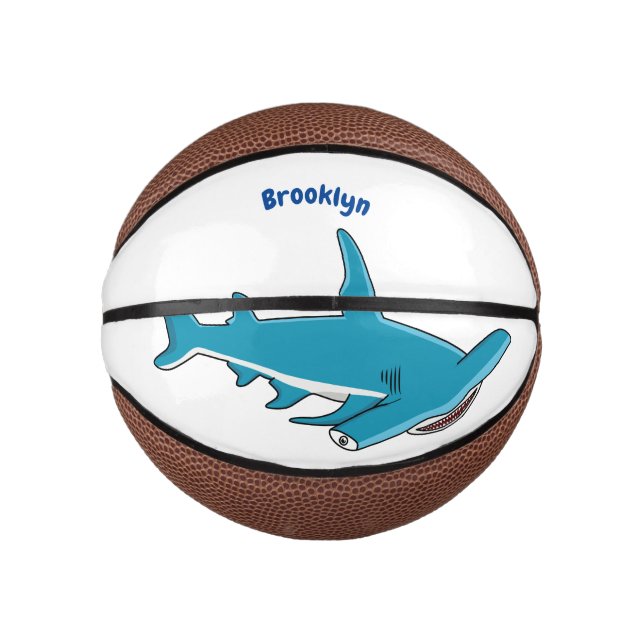 Hammerhead shark cartoon illustration mini basketball (Front)