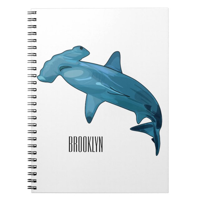 Hammerhead shark cartoon illustration notebook (Front)