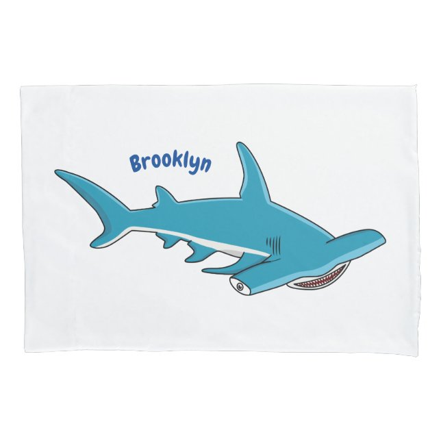 Hammerhead shark cartoon illustration pillowcase (Front)