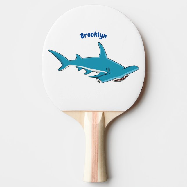 Hammerhead shark cartoon illustration ping pong paddle (Front)
