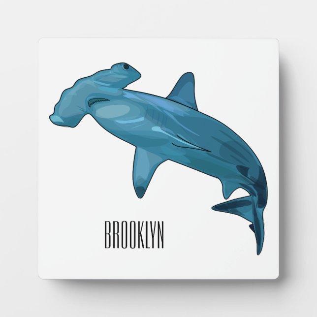 Hammerhead shark cartoon illustration plaque (Front)