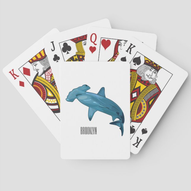 Hammerhead shark cartoon illustration playing cards (Back)