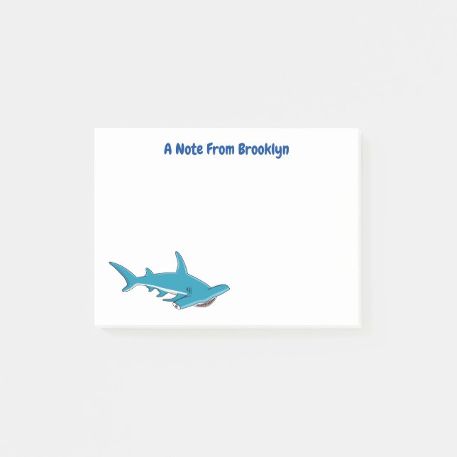 Hammerhead shark cartoon illustration  post-it notes (Front)