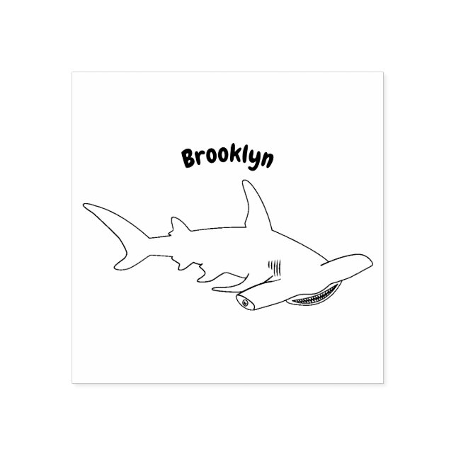 Hammerhead shark cartoon illustration  rubber stamp (Imprint)
