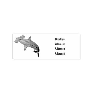 Hammerhead shark cartoon illustration rubber stamp