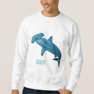 Hammerhead shark cartoon illustration sweatshirt
