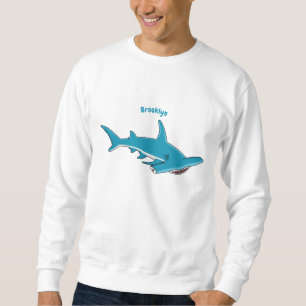 Hammerhead shark cartoon illustration sweatshirt