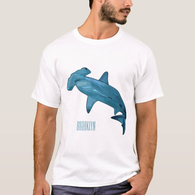 Hammerhead shark cartoon illustration T-Shirt (Front)