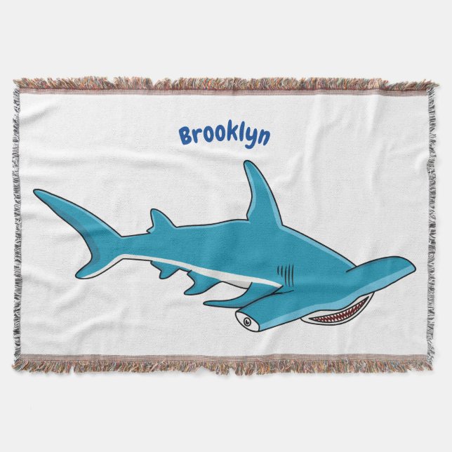 Hammerhead shark cartoon illustration  throw blanket (Front)