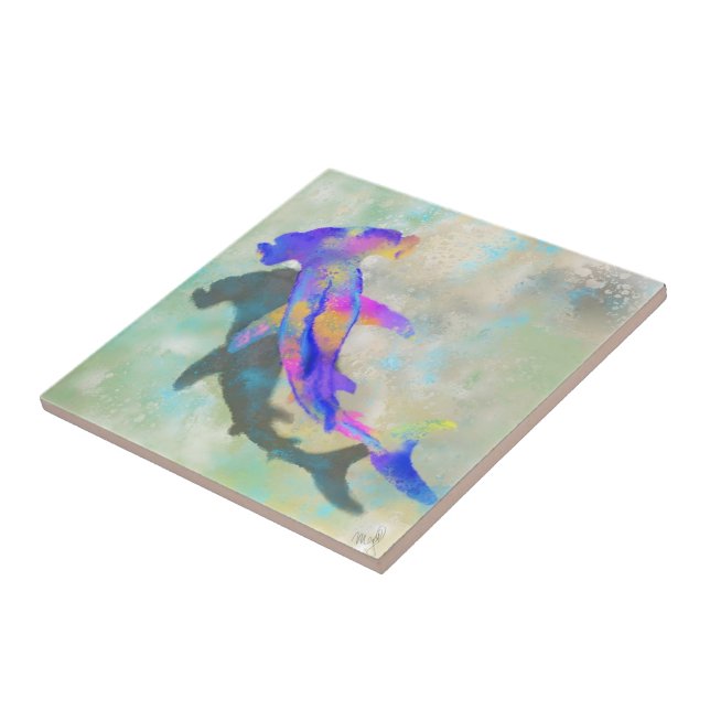 Hammerhead Shark Ceramic Tile Painting (Side)