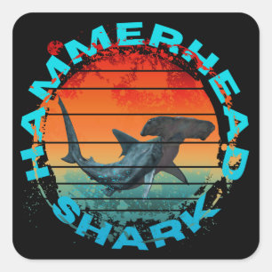 Hammerhead shark fishermen fishing lover gift square sticker