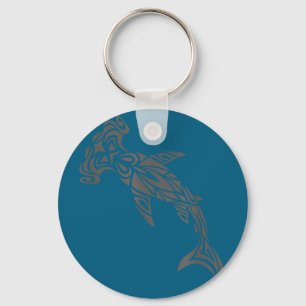 Hammerhead shark hawaiian polynesian tribal tattoo key ring