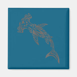 Hammerhead shark hawaiian polynesian tribal tattoo magnet