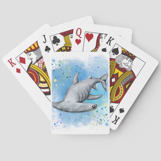 Hammerhead Shark in ocean on playing cards  (Back)