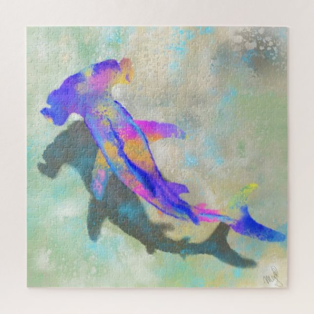 Hammerhead Shark -Migned Watercolor Art Collection Jigsaw Puzzle (Vertical)
